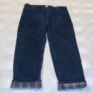 Mens Redhead Flannel Lined Dark Wash Jeans Sz 44x30